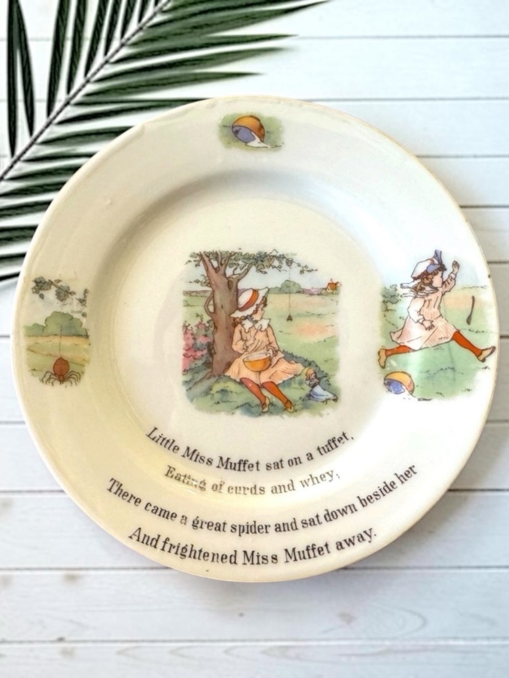 VINTAGE Little Miss Muffet Nursery Rhyme Plate - Classic Children’s Illustration